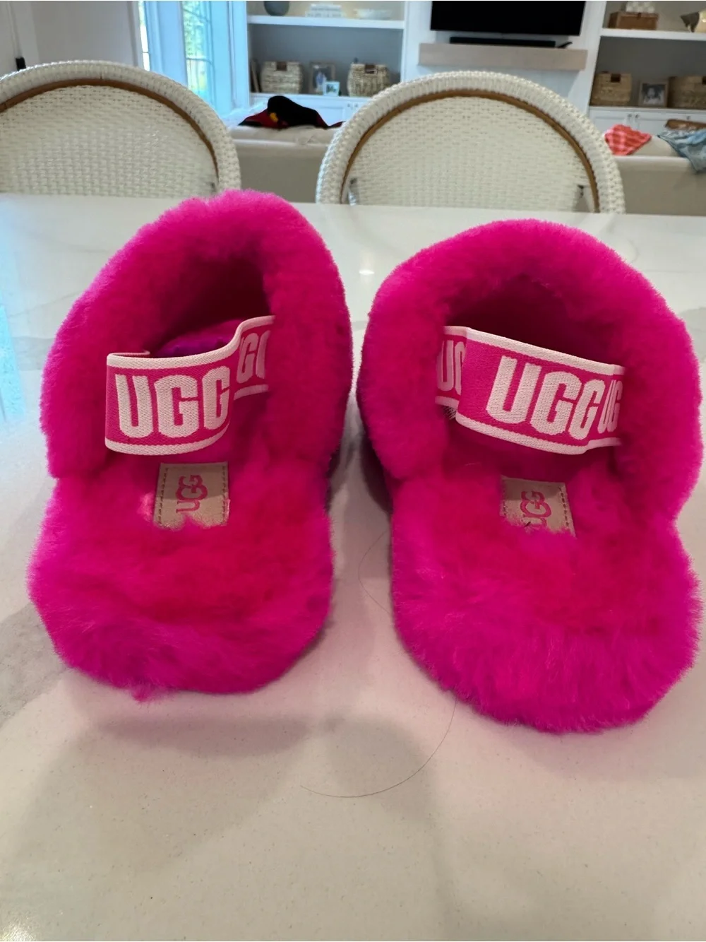UGG Kids Hot Pink Fluff Slides